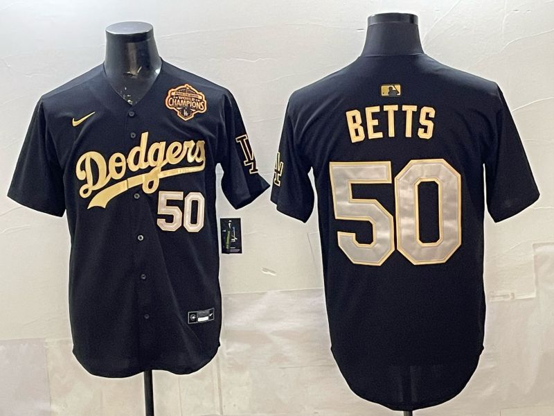 Men Nike 2026 Los Angeles Dodgers #50 Betts black Gold Game MLB Jersey 1214